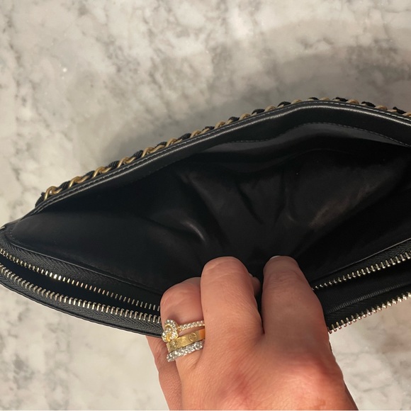 BNIB Chanel black grosgrain nylon foldable tote/clutch quilted gold brand new - Picture 10 of 16